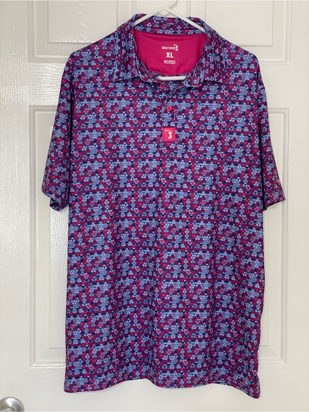 Bogey Bros The Thong Polo Golf Shirt Purple Red Novelty Pattern Men's XL